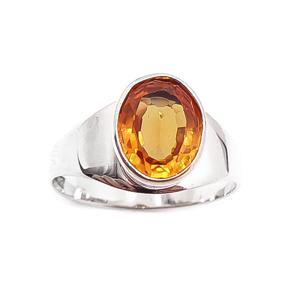 Hopeinen sormus oranssi kivi 19mm v.-66 #1