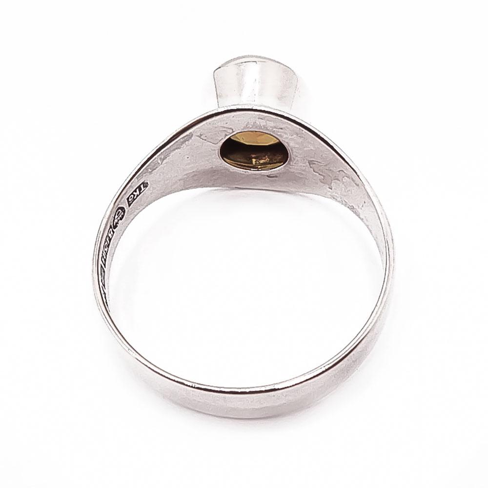 Hopeinen sormus oranssi kivi 19mm v.-66 #2