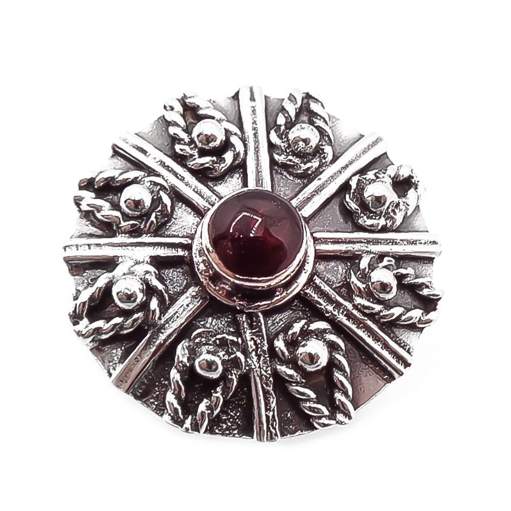 Hopeinen sormus graniitin punainen 17,5mm #1