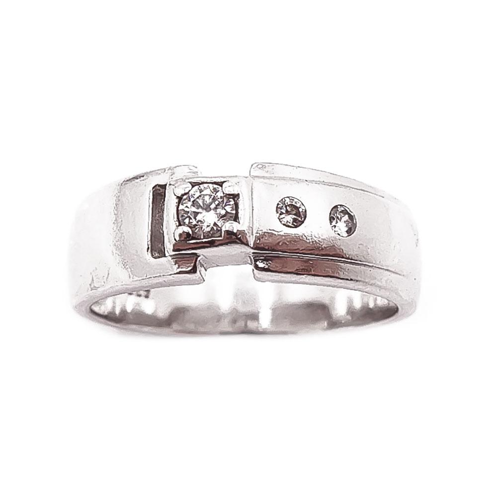 Hopeinen sormus cz 19.5mm #1