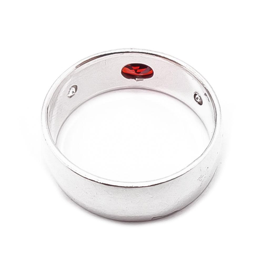 Hopeinen punakivinen sormus 18,5mm #2