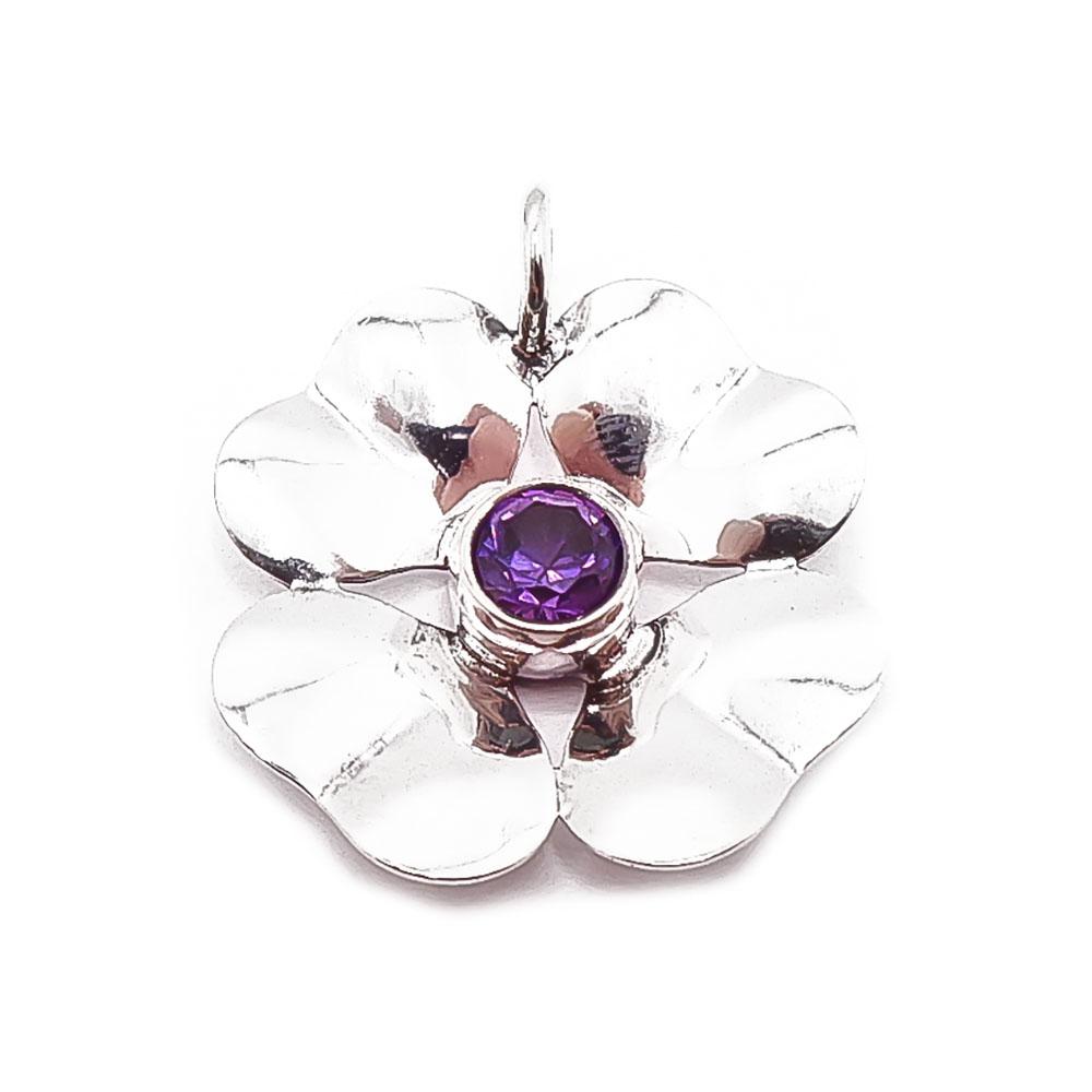 Hopeinen lilakivinen riipus #0