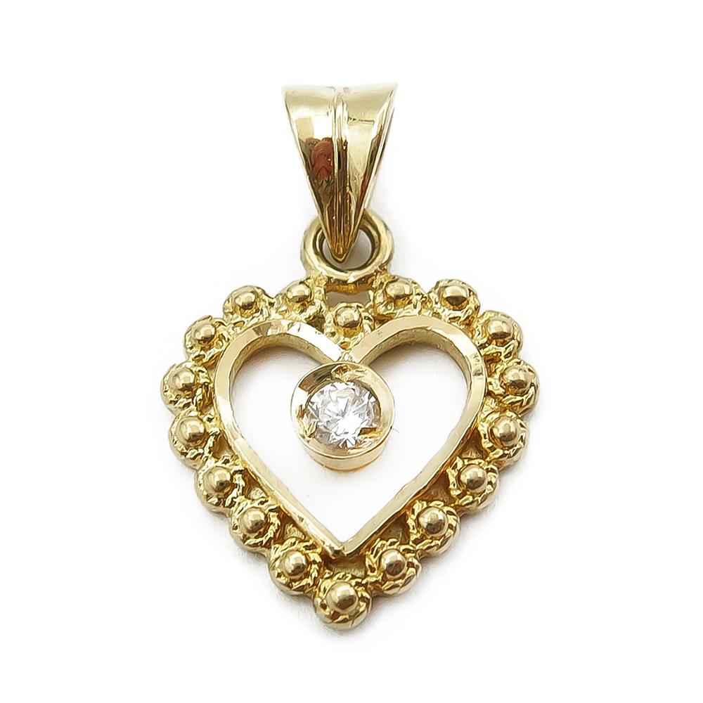 18k Sydänriipus kirkkaalla kivellä #0