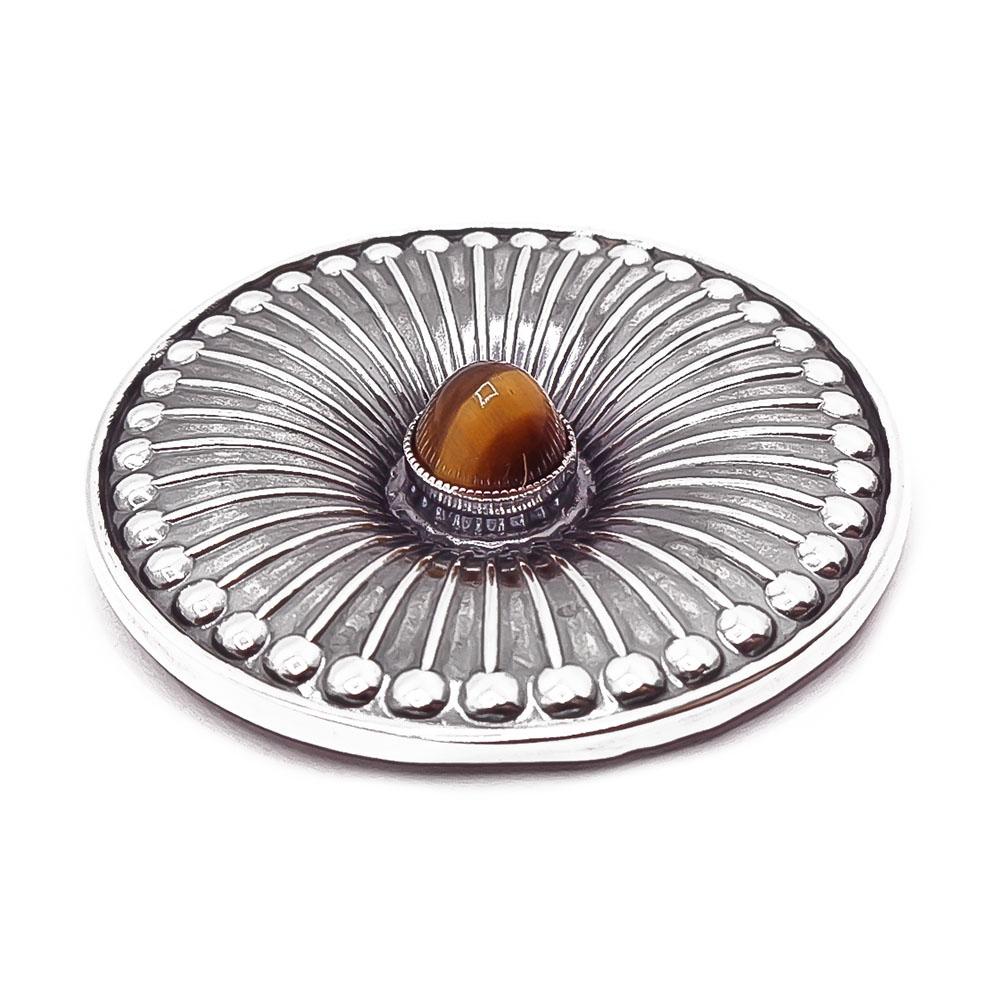 Hopeinen tiikerinsilmä rintaneula #1