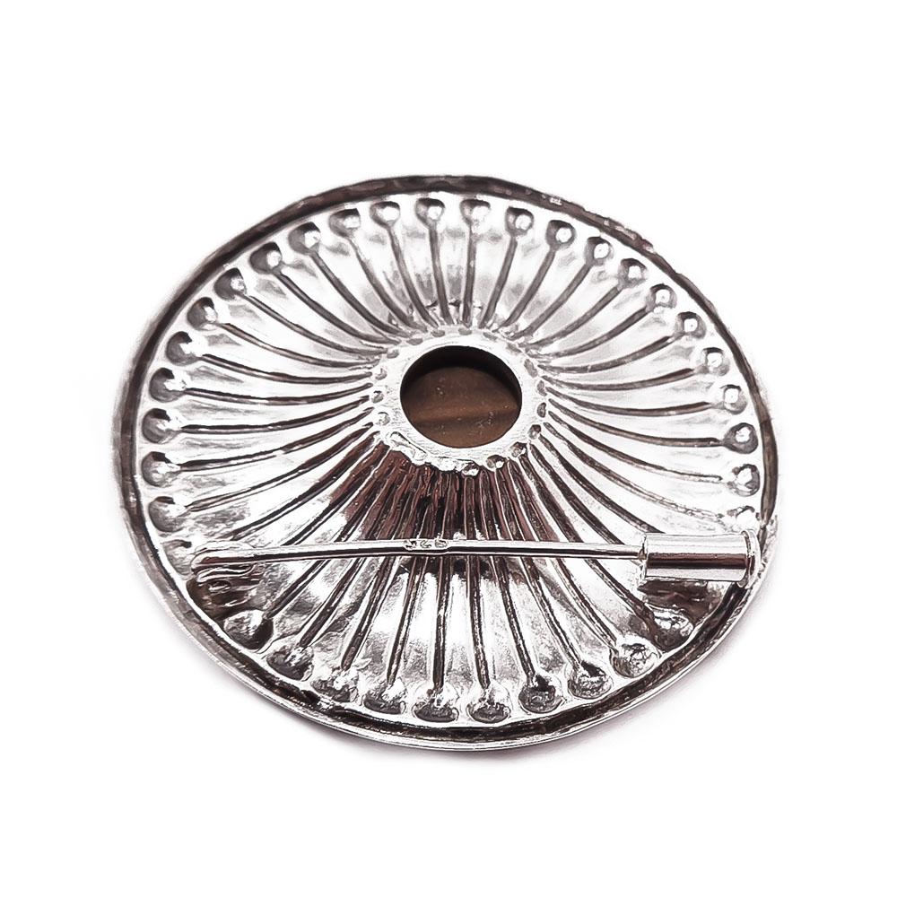 Hopeinen tiikerinsilmä rintaneula #2