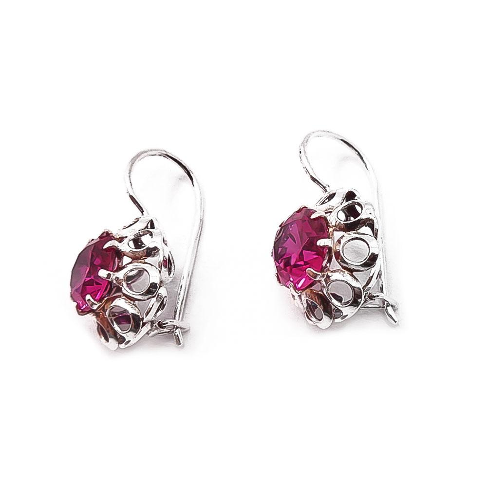 Hopeiset punakiviset koukkukorvakorut #1