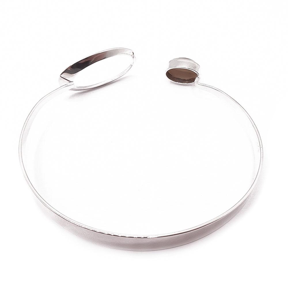 Hopeinen tiikerinsilmä rannerengas v.-62 #2