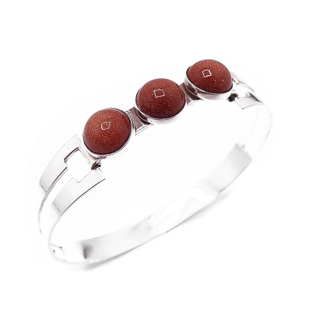 Hopeinen kultakivi rannerengas v.-61 #0