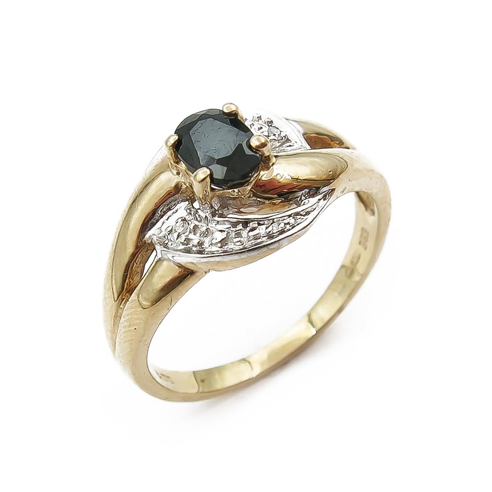 Timantti sormus 0,01ct sinisafiirin värisellä kivellä 17mm #0