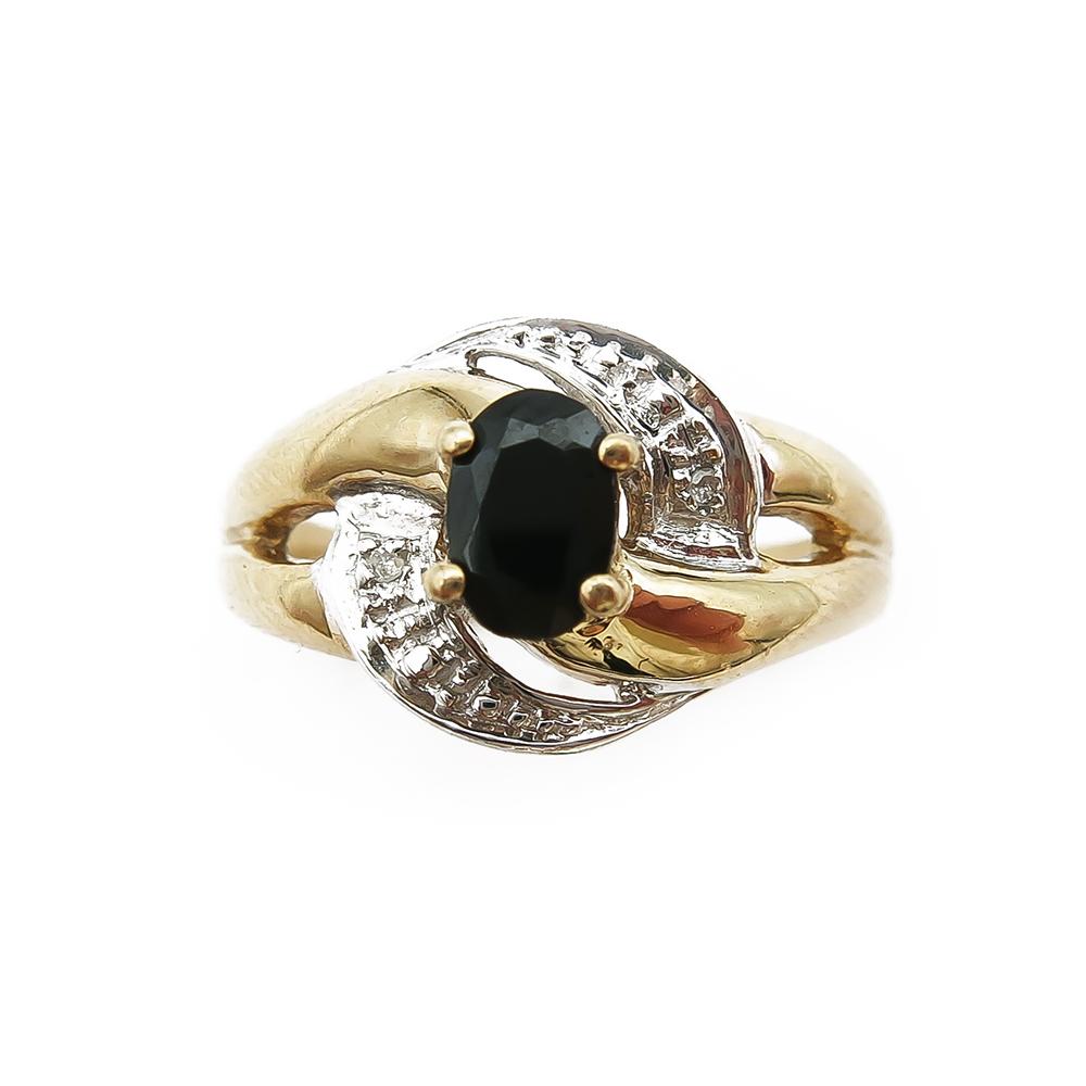 Timantti sormus 0,01ct sinisafiirin värisellä kivellä 17mm #1