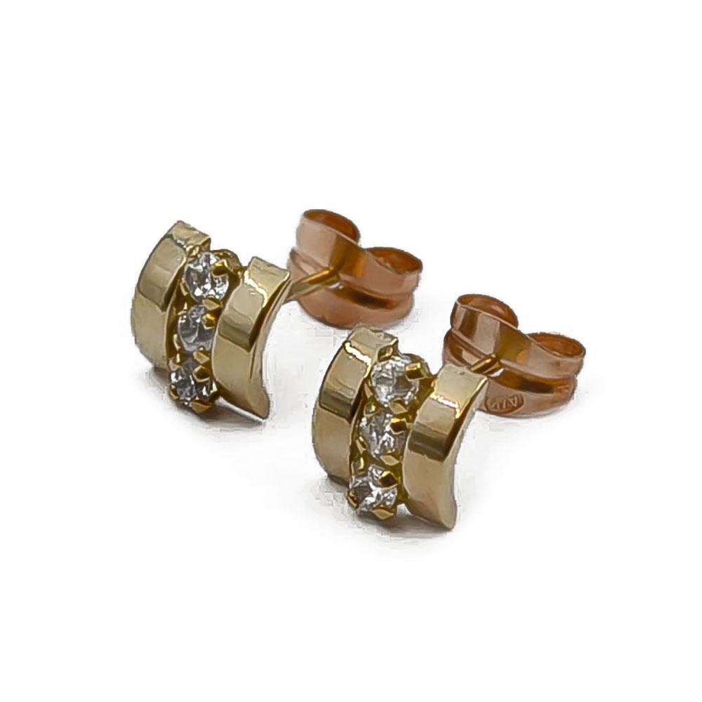 Kultaiset neliö korvakorut kirkkailla kivillä #0