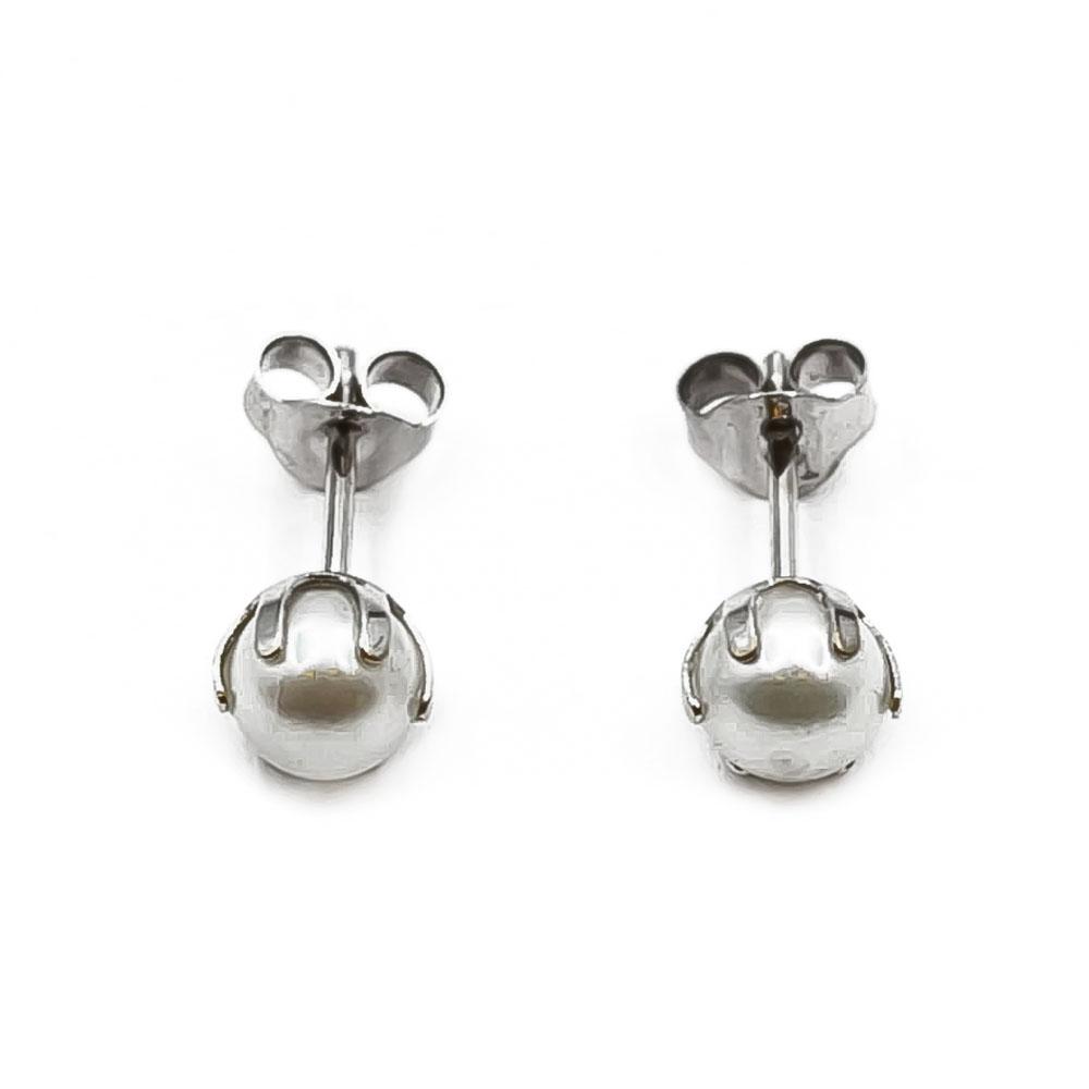 Valkokultaiset helmi korvakorut #1