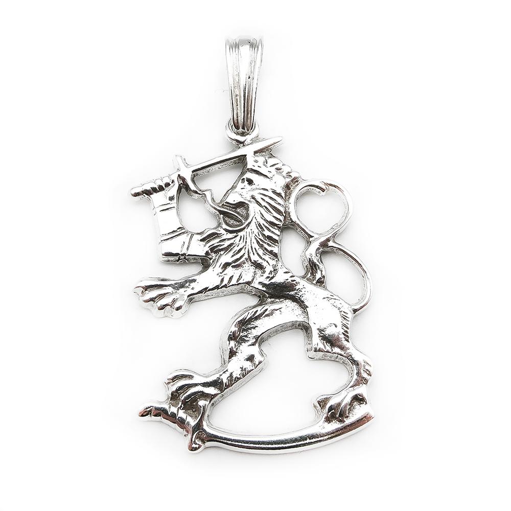 Hopeinen iso Suomileijona riipus #0