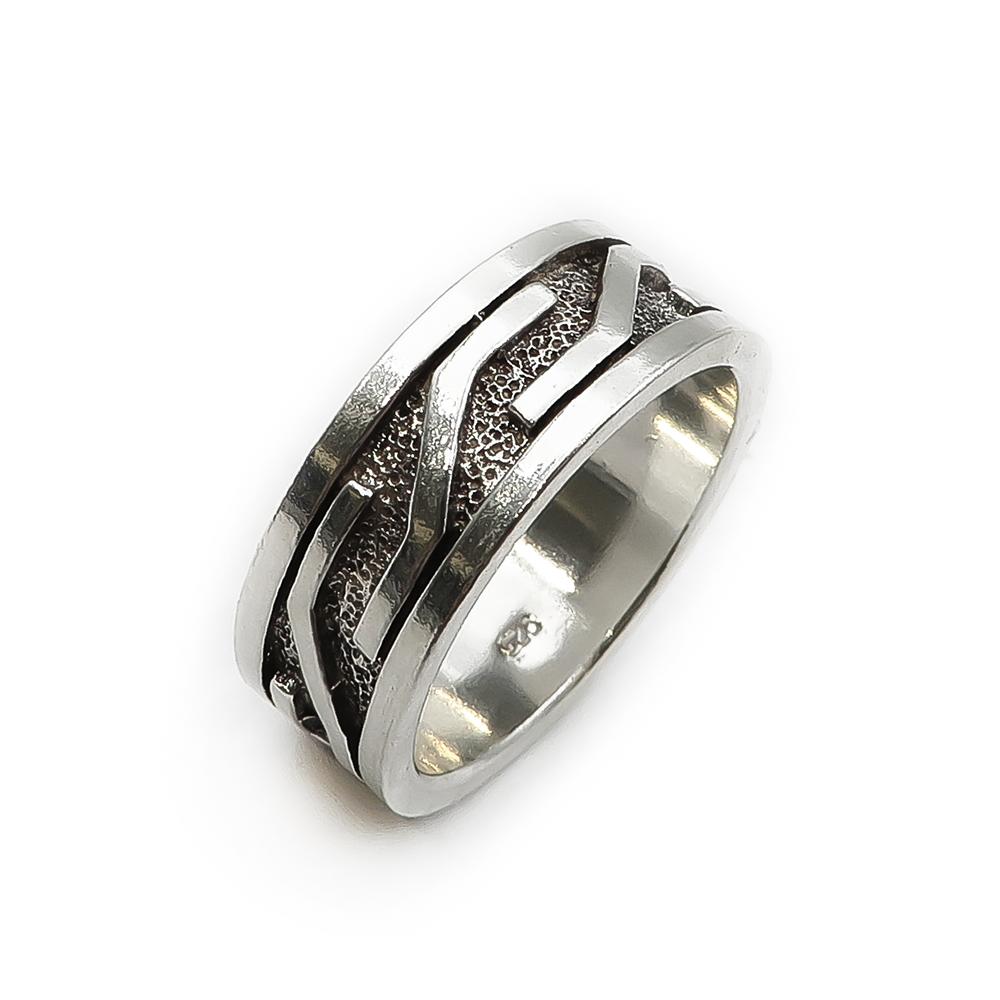 Kuvioitu hopeasormus 17,5mm #0