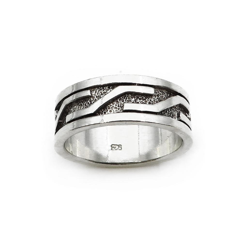 Kuvioitu hopeasormus 17,5mm #1