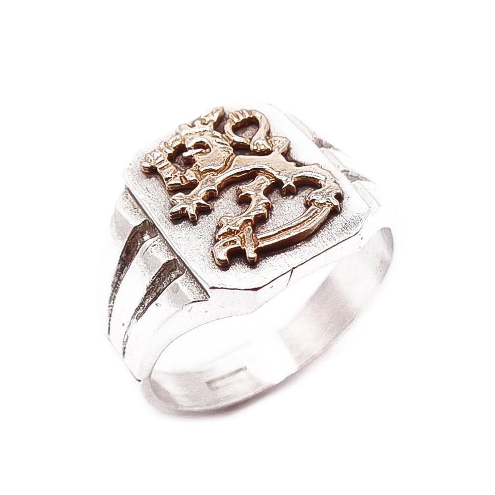 Hopeinen suomi leijona sormus 17mm #0