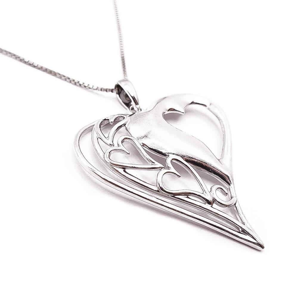 Hopeinen sydänkaulakoru 46-51cm #1