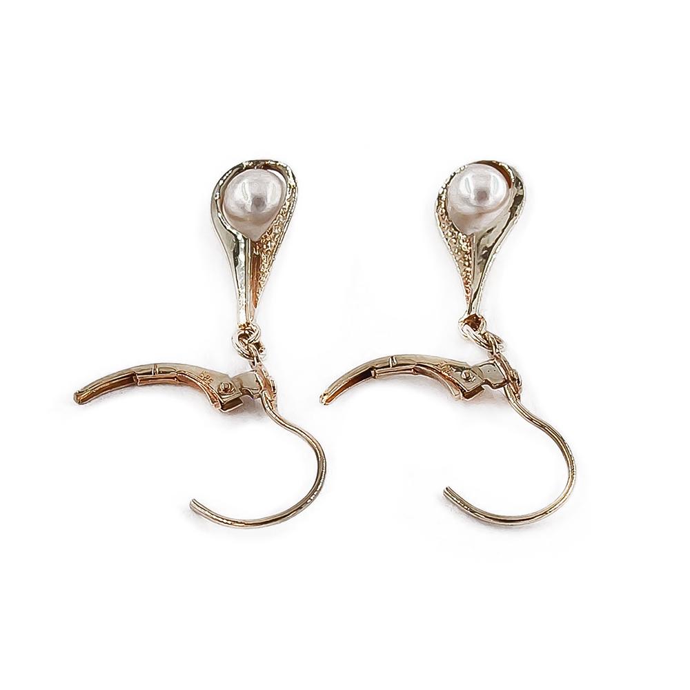 Kultaiset helmikorvakorut klipsikoukulla #1