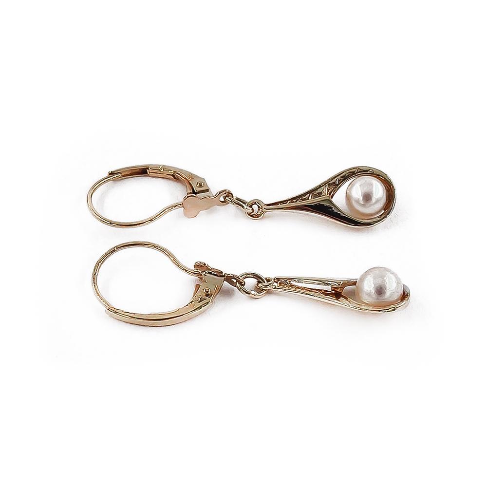 Kultaiset helmikorvakorut klipsikoukulla #2