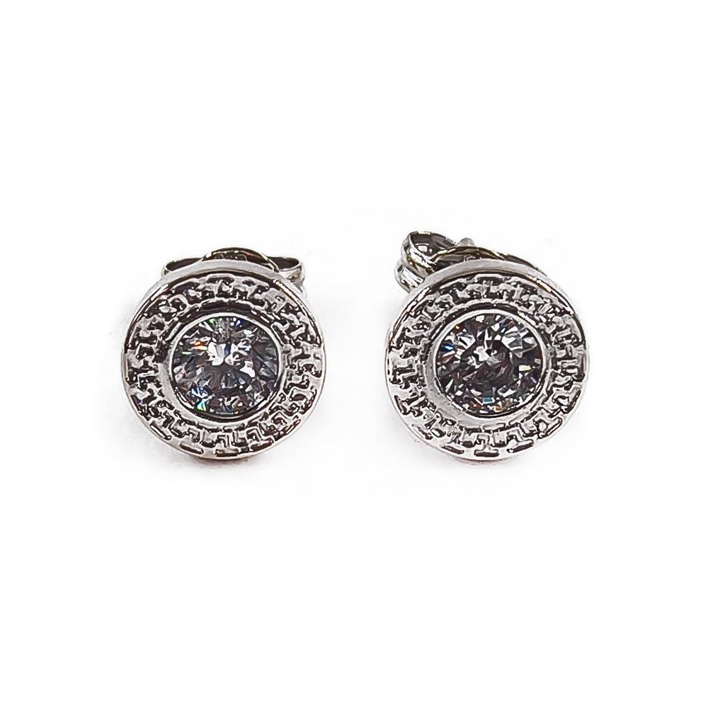 Valkokultaiset kirkaskiviset korvakorut tappi KJ #0