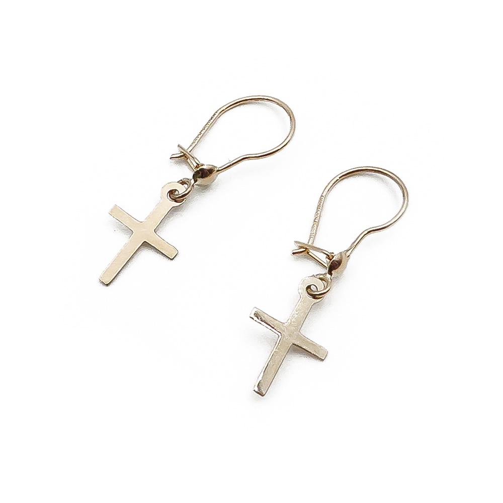 Kultaiset roikkuvat risti korvakorut #0