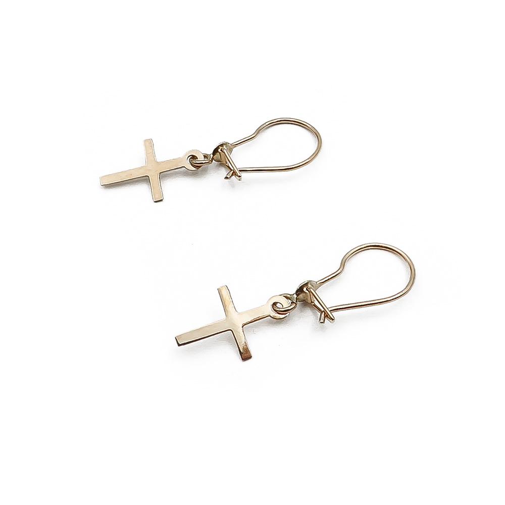 Kultaiset roikkuvat risti korvakorut #1