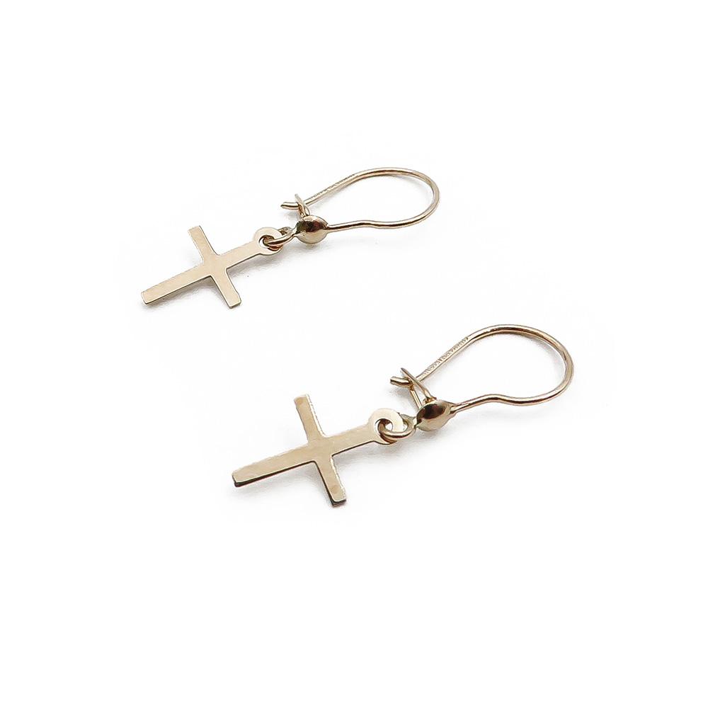 Kultaiset roikkuvat risti korvakorut #2