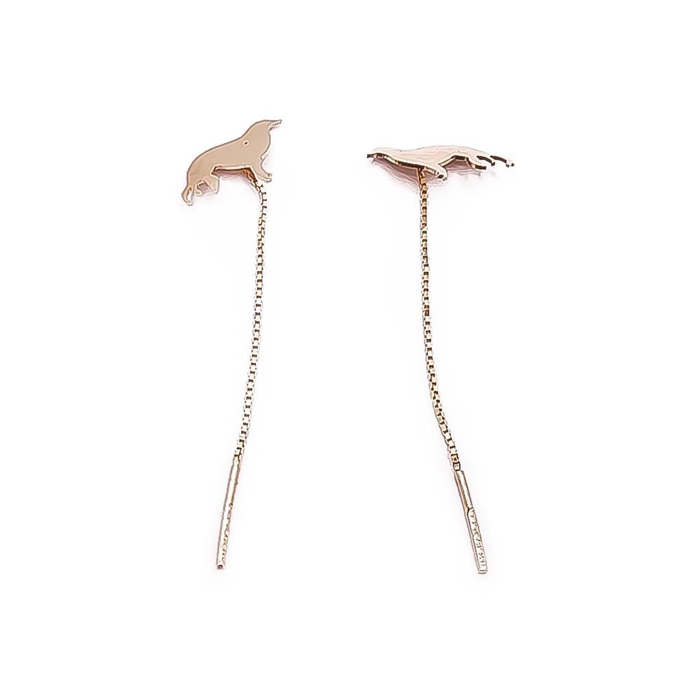 Kultaiset koirakorvakorut ketjuilla #1