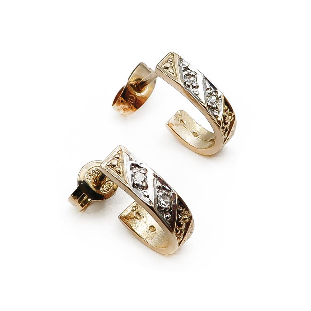 kultaiset timanttikorvakorut 0,02ct #1