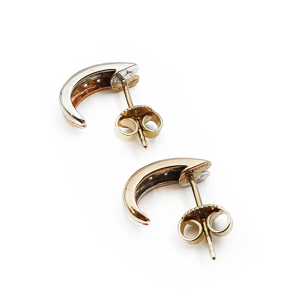 kultaiset kaksiväriset timanttikorvakorut 8x0,005ct #1