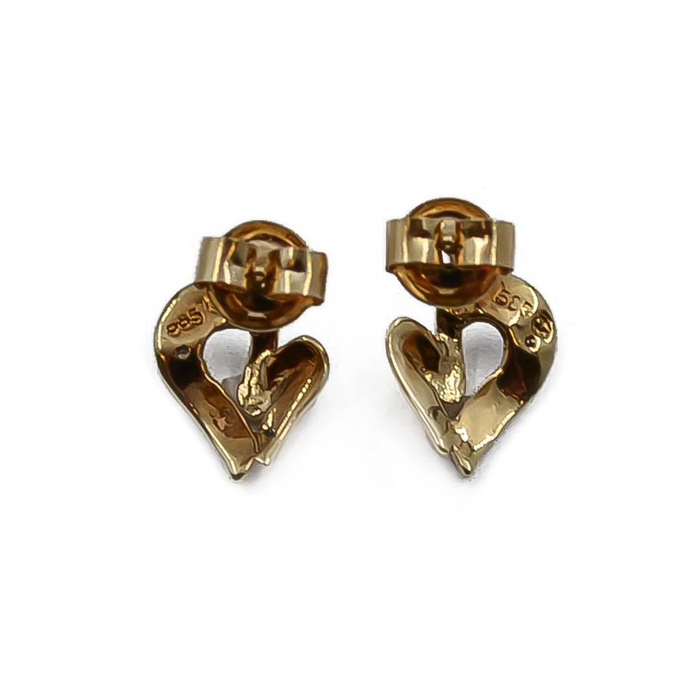 Kultaiset sydän korvakorut timanteilla yht. 0.01ct #1