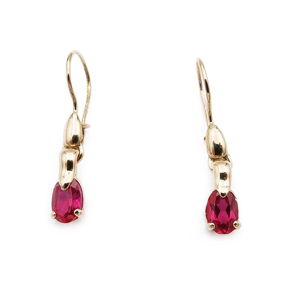 Kultaiset korvakorut punaiset kivet #0