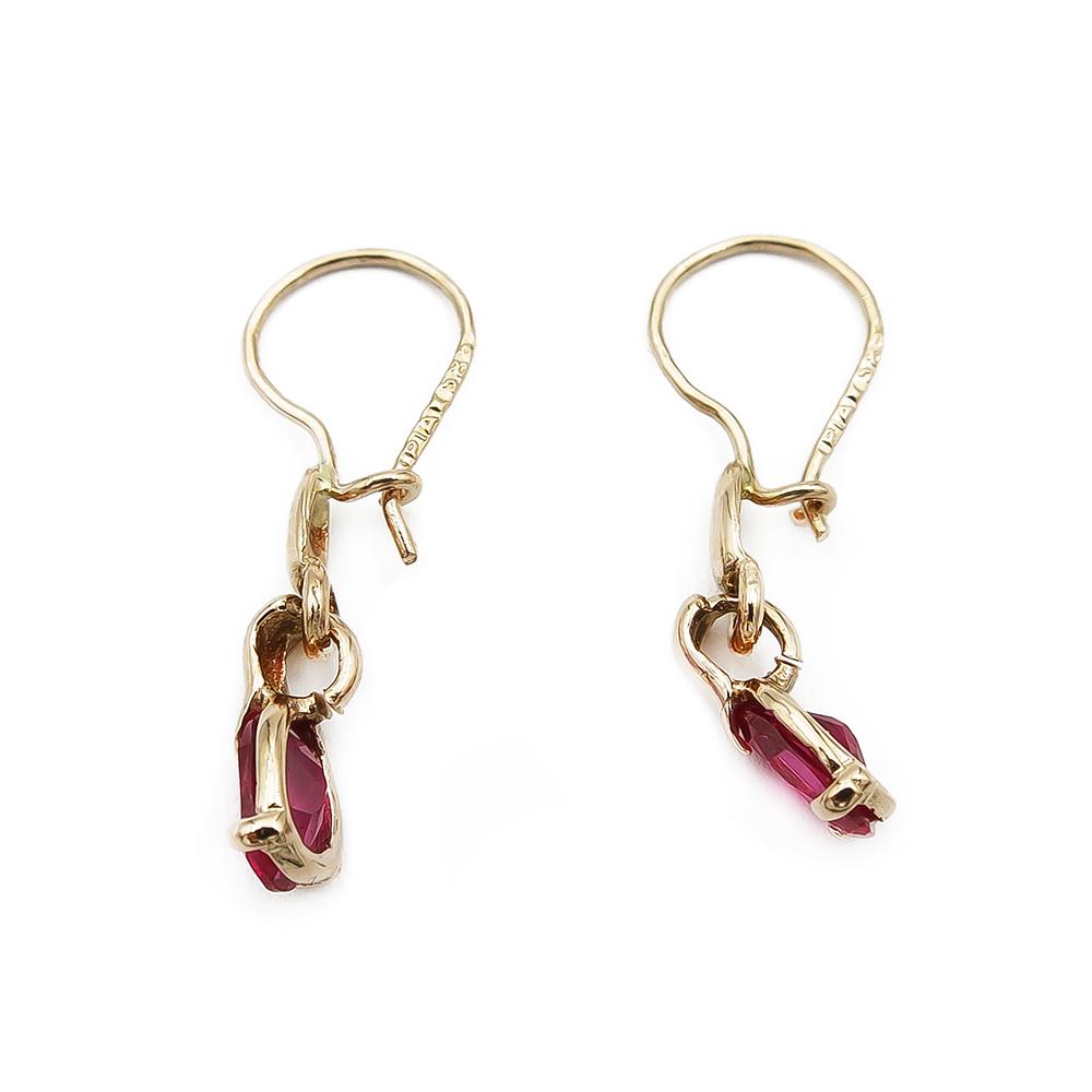 Kultaiset korvakorut punaiset kivet #1