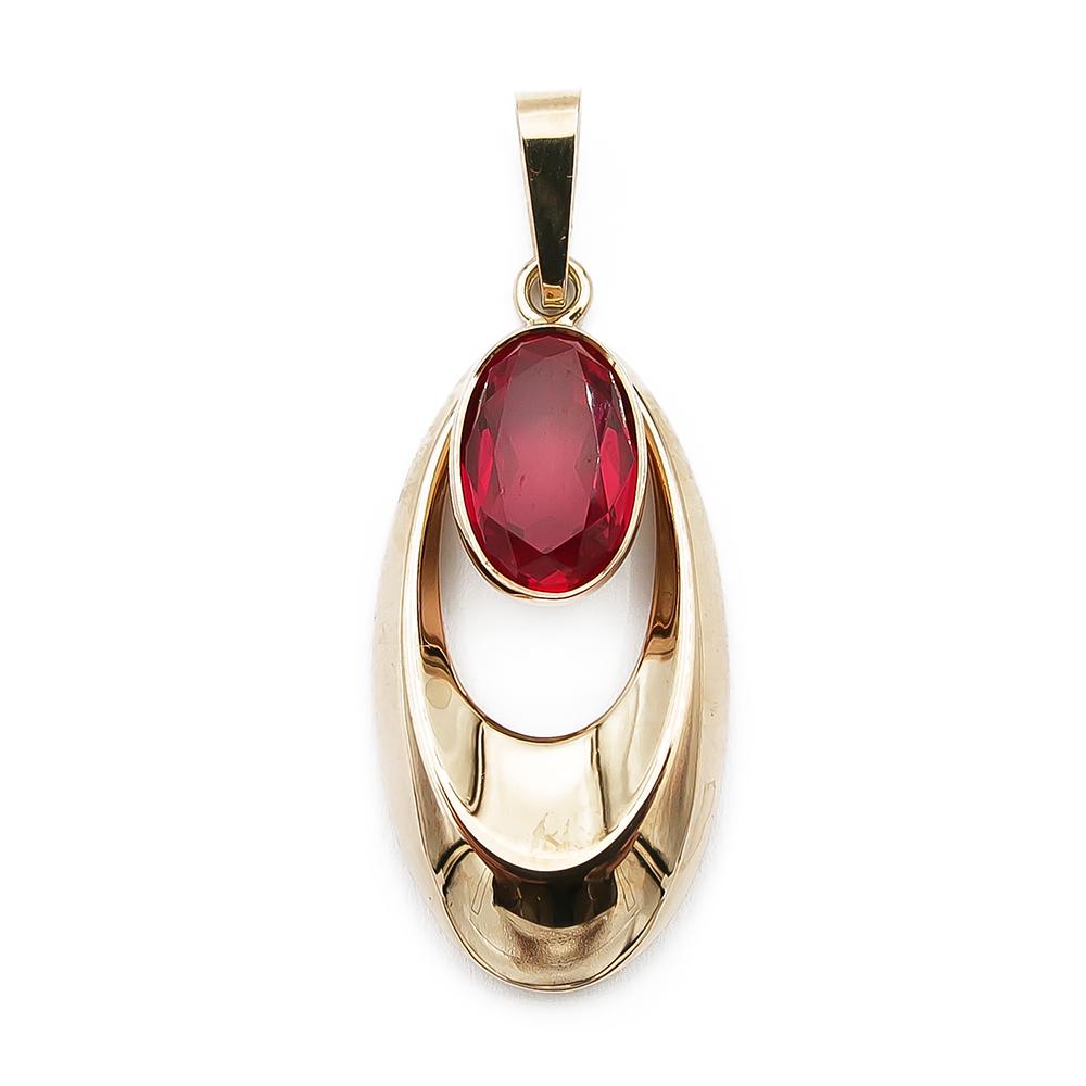 Kultainen riipus punainen kivi #0