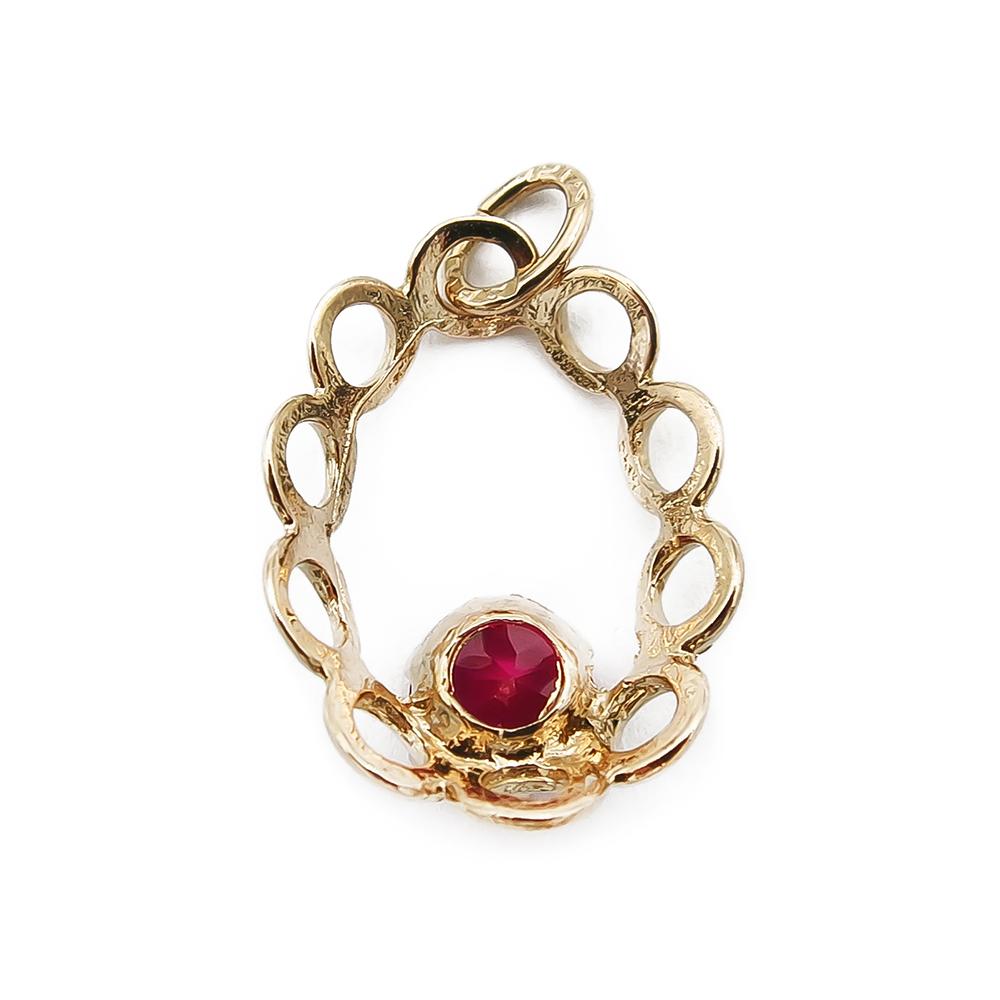 Kultainen riipus punainen kivi #1