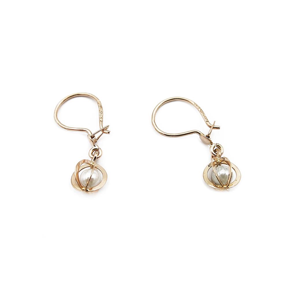 Kultaiset koukkukorvakorut, helmi #1