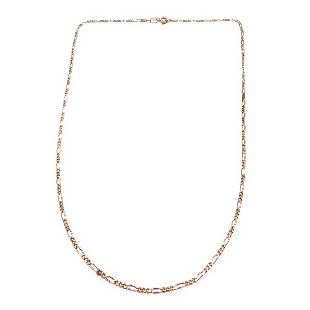 18k kelta/valkokultainen figaroketju 45cm #0