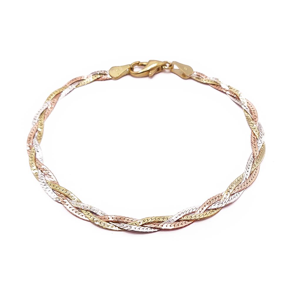 Kelta-/valko-/punakultainen lettiranneketju 18,5cm #0