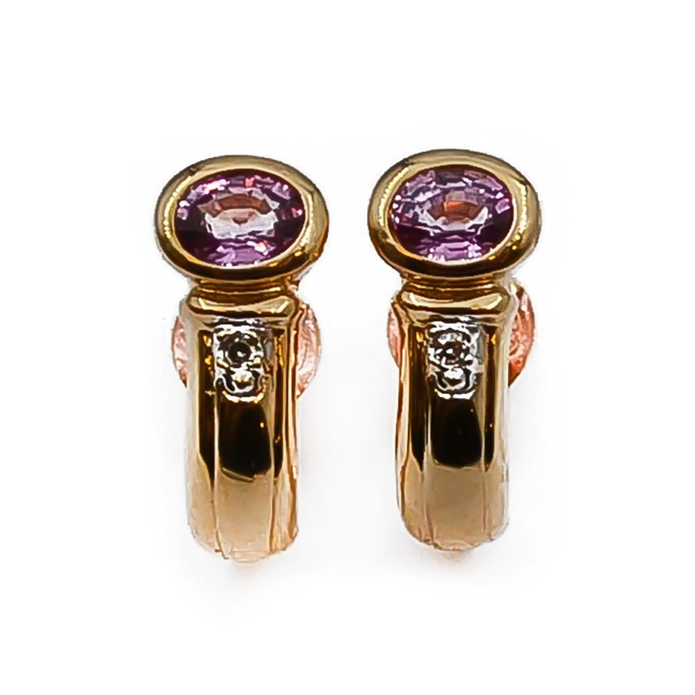 Kultaiset korvakorut pinkillä safiirilla 0.01ct yht #0