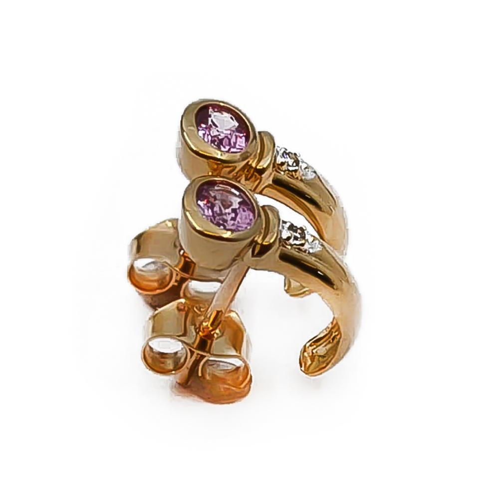 Kultaiset korvakorut pinkillä safiirilla 0.01ct yht #3