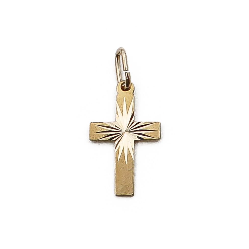 Kultainen mini timanttileikattu ristiriipus ER:n #0