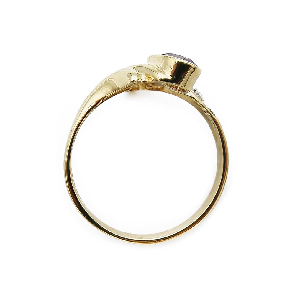 Kultainen sormus 19,25mm liila/kirkkaat kivet 18k #2