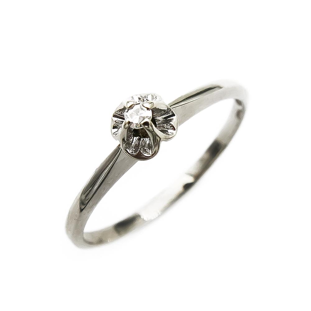 Valkokultainen timanttisormus 0.02ct 17,5mm 18k #0