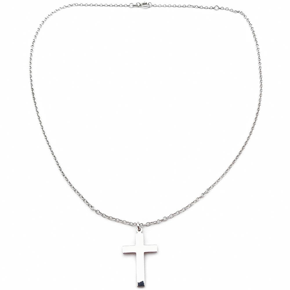 Hopeinen Rajalinin risti riipus, ketju 45/50cm #0