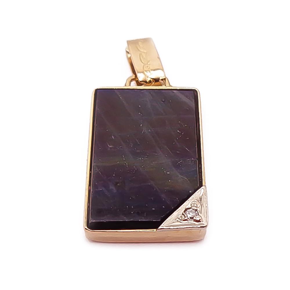 Kultainen spectroliitti+tim.0,005ct riipus v.-89 #0