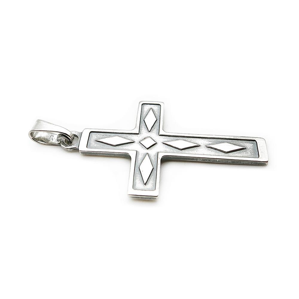 Saurumin hopeinen risti riipus kuviolla #1