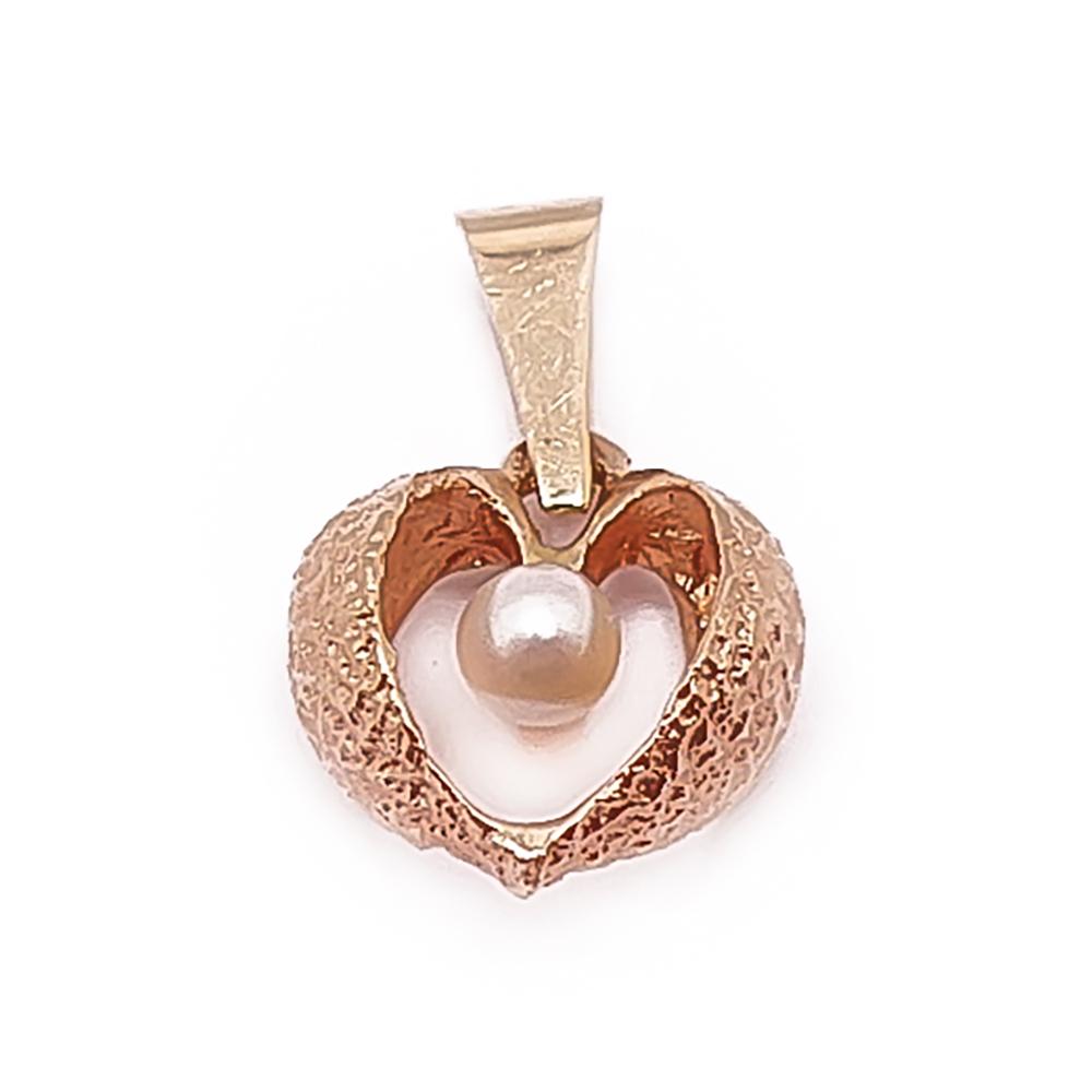 Kultainen sydänriipus helmellä #0