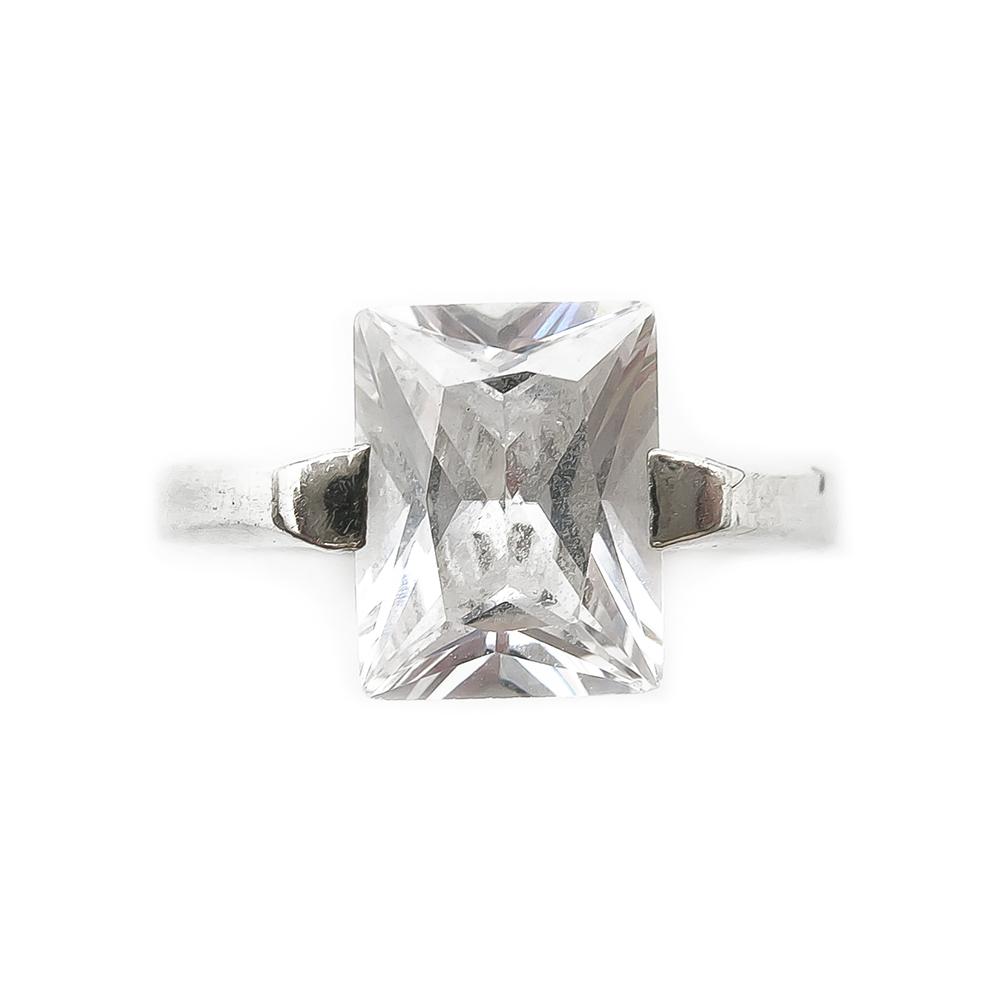 Kirkaskivellinen cushion solitaire sormus 17mm #1