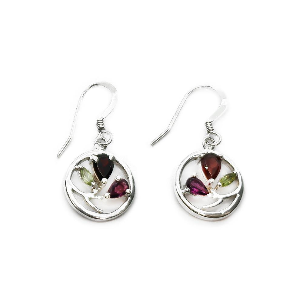 Pun/vih/lila kivi koukkukorvakorut #0