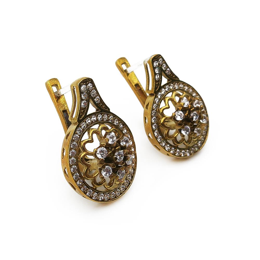 Kullatut hopeiset zirk. korvakorut prisurilukolla #2